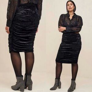 Torrid Cinched Velvet Midi Bodycon Pencil Skirt NWOT